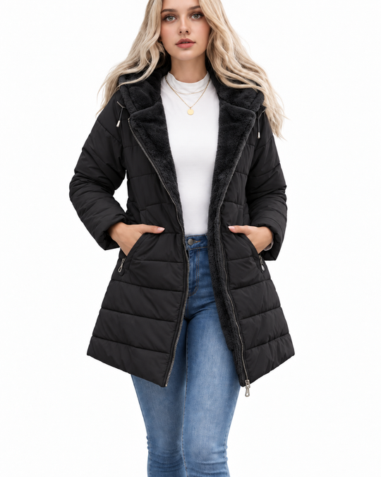 Gewatteerde Winterjas met Faux Fur Capuchon