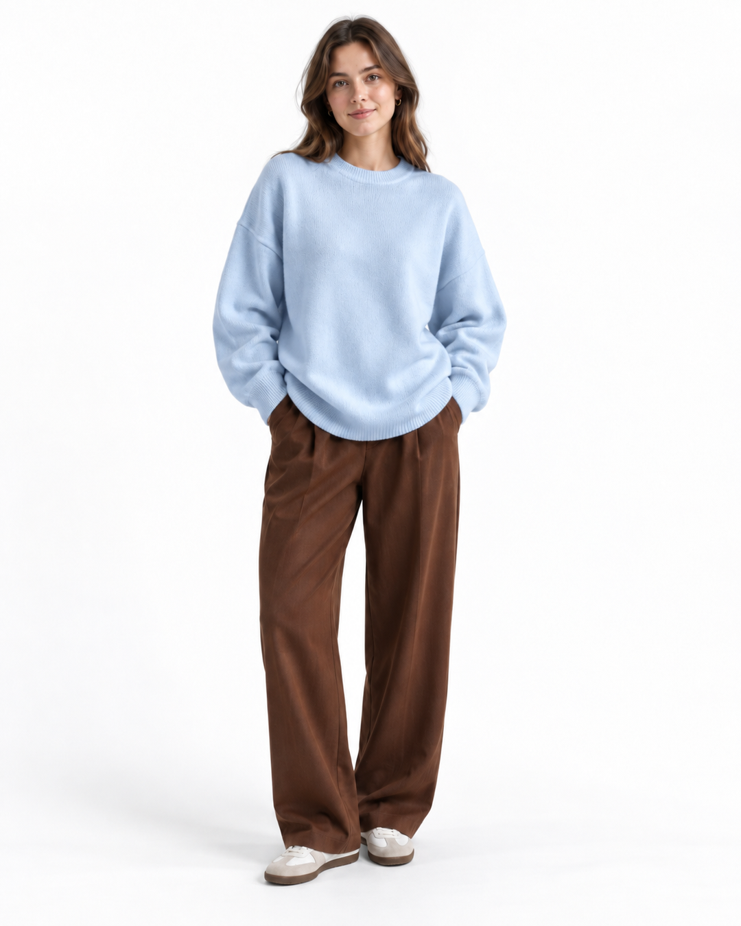 Oversized Gebreide Trui met Ronde Hals