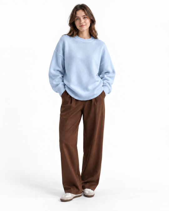 Oversized Gebreide Trui met Ronde Hals