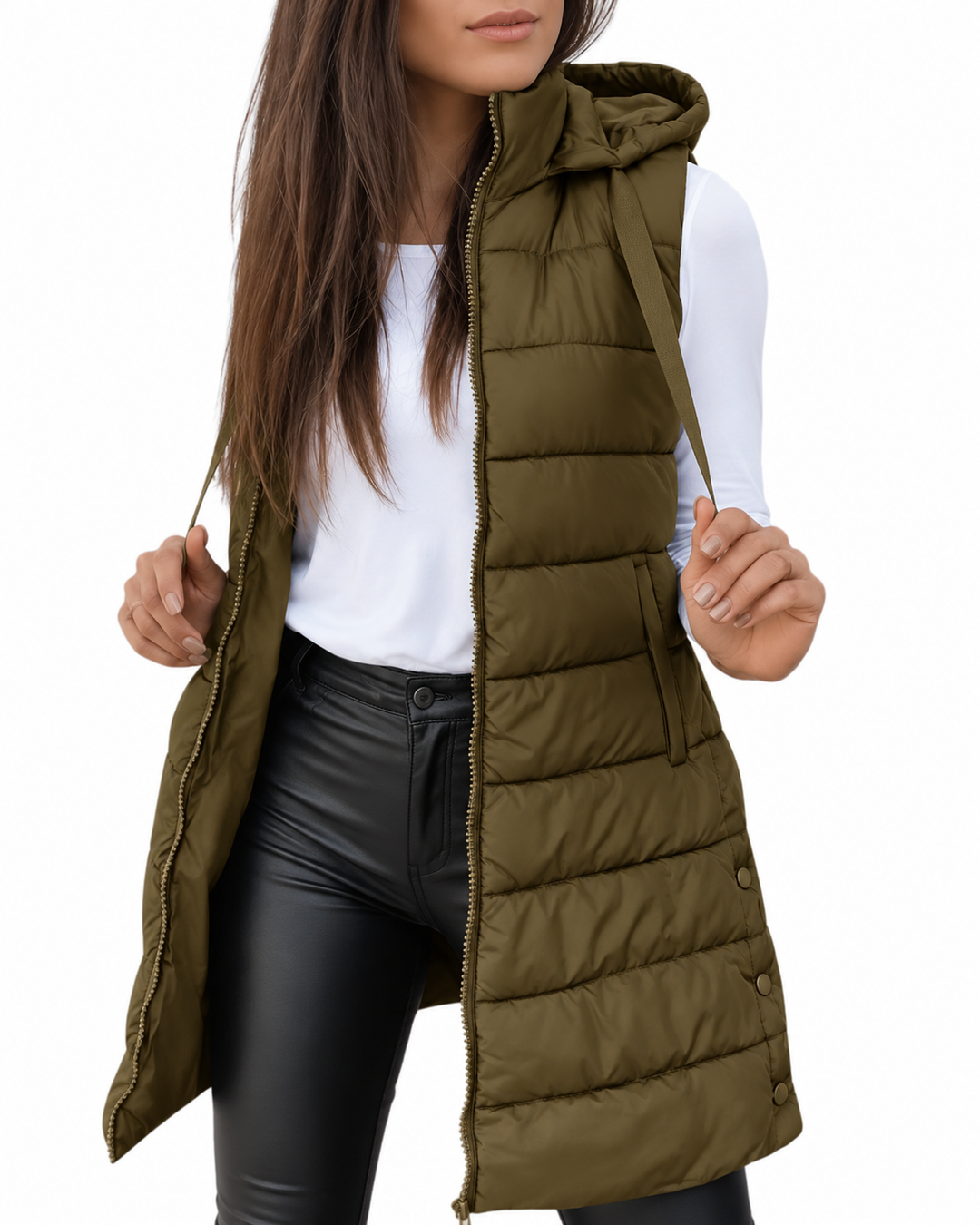 Lange gewatteerde bodywarmer