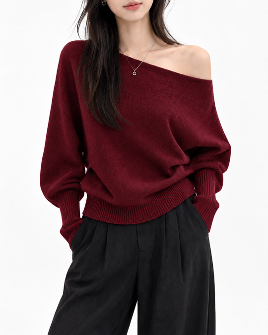 Off-shoulder Trui met Batwing-mouwen