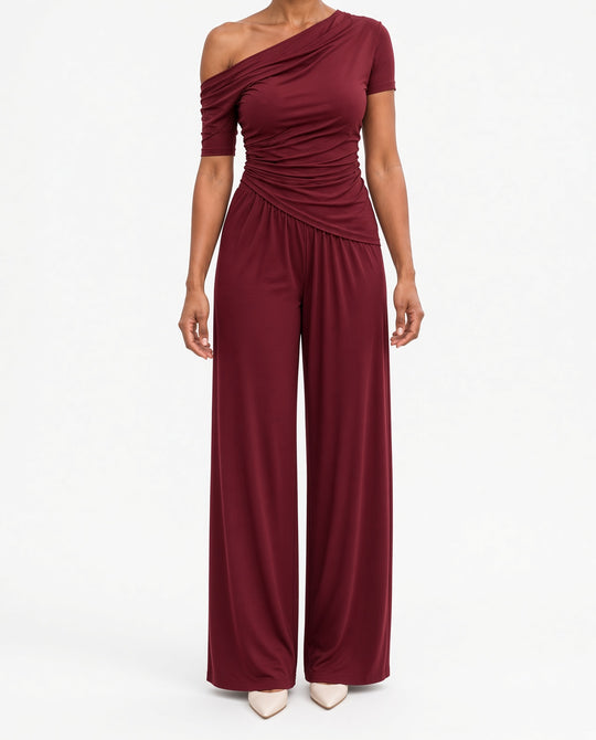 2-delige Set — One-shoulder Top en Wijde Broek