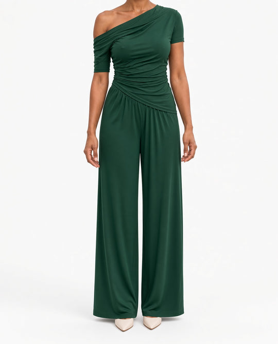 2-delige Set — One-shoulder Top en Wijde Broek