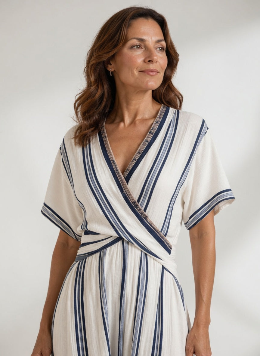 Boho strand jurk met V-hals