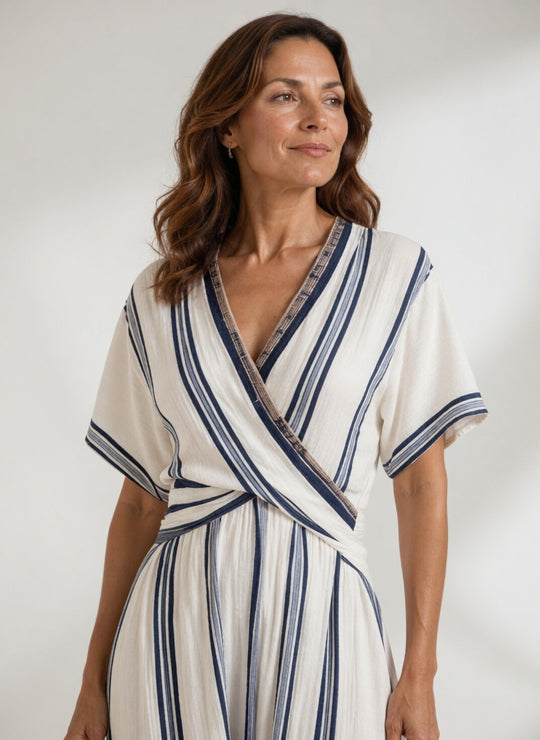 Boho strand jurk met V-hals