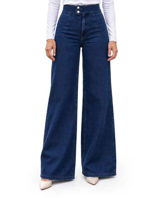 Wide-leg Jeans met Hoge Corset-taille