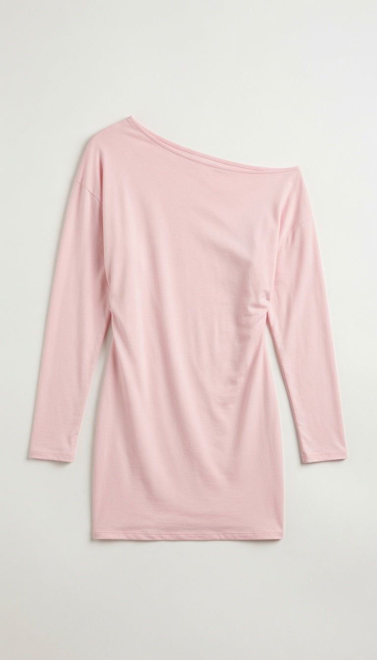 Mini jurk met off-shoulder en lange mouw