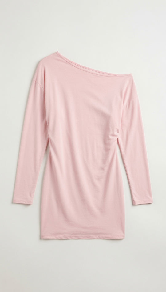 Mini jurk met off-shoulder en lange mouw