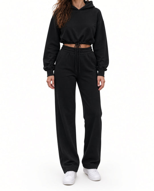 2-delig Trainingspak — Cropped Hoodie en Wijde Joggingbroek