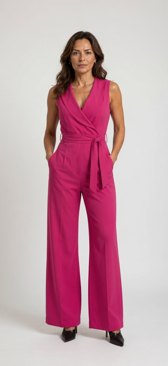 Klassieke jumpsuit met sjaalkraag
