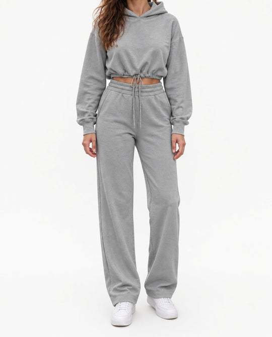 2-delig Trainingspak — Cropped Hoodie en Wijde Joggingbroek