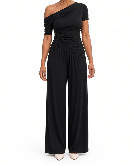 2-delige Set — One-shoulder Top en Wijde Broek